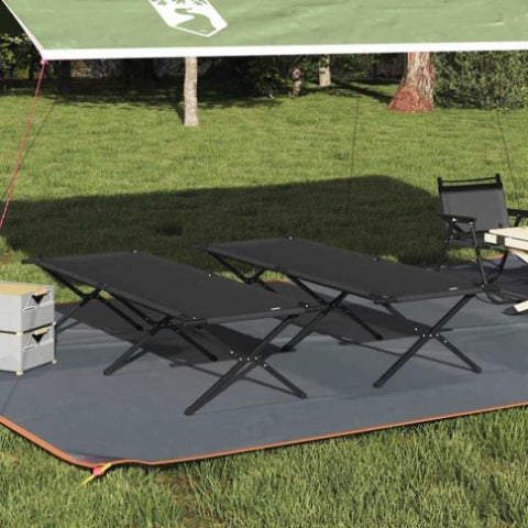 Folding Camping Bed Folding Manual Black Oxford fabric 42003193