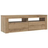 TV Cabinet with LED Lights Artisan Oak 120x35x40 cm Engineered Wood 856320