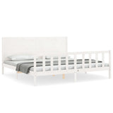 Bed Frame without Mattress White 200x200 cm Solid Wood Pine 3192772