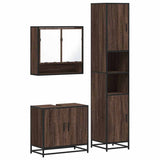 3 Piece Bathroom Furniture Set Brown Oak Engineered Wood 3301099
