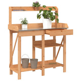 Potting Bench with Shelves Brown Solid Wood Fir 368432