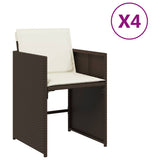 Garden Chairs with Cushions 4 pcs Brown Poly Rattan 364986