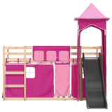 Bunk Bed without Mattress with Slide and Curtains Pink 90x190 cm Single 3284208
