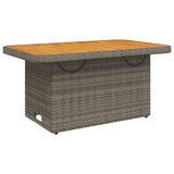 Garden Table Grey 90x55x71 cm Poly Rattan and Acacia Wood 368276