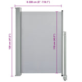 Patio Retractable Side Awning 120 x 300 cm Grey 45189