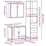 ZNTS 3 Piece Bathroom Furniture Set Smoked Oak Engineered Wood 3301127