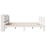 Bed Frame White Solid pine wood, Plywood Double Bed Frame 3306862