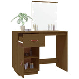 Dressing Table with LED Honey Brown 95x50x133.5 cm Solid Wood Pine 820095
