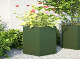 Garden Planter 2 pcs Olive Green Hexagon 46x40x45 cm Steel 851115