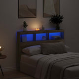 Headboard Cabinet with LED Artisan Oak 140x17x102 cm 863129