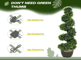 Set of 2 Decorative Artificial, Boxwood Spiral Topiary Tree with Lavender and Pot, Fake T3398P328353