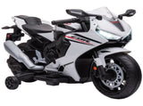 6V Honda Licensed Kids Motorcycle w/ Music, Training Wheels - White T3398P348324
