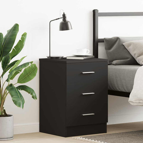 Bedside Cabinet Black 38x35x56 cm Engineered Wood 800452