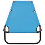 ZNTS Folding Sun Lounger Steel Turquoise Blue 310348