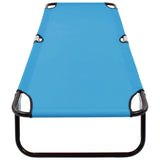 ZNTS Folding Sun Lounger Steel Turquoise Blue 310348