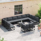 Garden Sofa Set with Cushion 13 pcs Black Aluminium 3378925