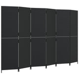 Room Divider 6 Panels Black Poly Rattan 365352