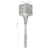 Ground Spikes 2 pcs Silver 12x12x56 cm Galvanised Steel 145443