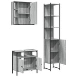 ZNTS 3 Piece Bathroom Cabinet Set Grey Sonoma Engineered Wood 3214738