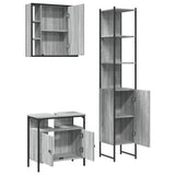 ZNTS 3 Piece Bathroom Cabinet Set Grey Sonoma Engineered Wood 3214738