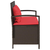 Garden Storage Bench with Cushion Brown Poly Rattan 4104217