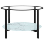 Tea Table Black and White Marble 70 cm Tempered Glass 331620