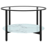 Tea Table Black and White Marble 70 cm Tempered Glass 331620