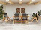 Garden Dining Set Folding 7 pcs Black Solid Acacia Wood 3375737