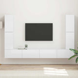 TV Cabinet Set 8 pcs High Gloss White Engineered Wood 3409136