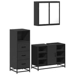 ZNTS 3 Piece Bathroom Furniture Set Black Engineered Wood 3301030