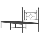 Metal Bed Frame without Mattress with Headboard Black 75x190cm 374329