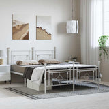 Metal Bed Frame without Mattress with Footboard White 150x200cm 374408