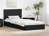 Storage Bed with Headboard Black 90 x 190 cm Engineered Wood 3411251