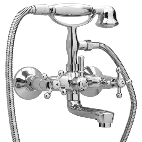 2-Handle Bathtub Faucet + Hand Shower Diverter Chrome Retro 146491
