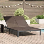ZNTS Sunbed with Cushions and Wheels 2-Person Brown Poly Rattan 42004132
