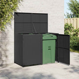 Double Wheelie Bin Shed Poly Rattan Black 148x80x111 cm 43887