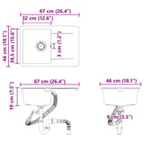 Sink Grey 670 x 460 mm 80% Quartz and 20% Resin 42028409