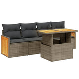 5 Piece Garden Sofa Set with Cushions Grey Poly Rattan 3273839