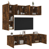 5 Piece TV Wall Units Smoked Oak Engineered Wood 3216468
