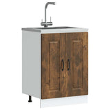 Sink Base Cabinet "Kalmar" Smoked Oak 60x46x81,5 cm Engineered Wood 853442