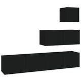 4 Piece TV Cabinet Set Black Engineered Wood 3114647