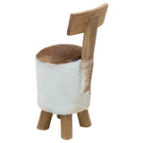 Stool Goatskin Leather and Solid Teak Wood 285206
