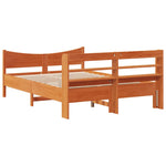 Bed Frame with Headboard Wax Brown 140x190 cm Solid Wood Pine 3307058