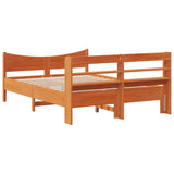 Bed Frame with Headboard Wax Brown 140x200 cm Solid Wood Pine 3307046