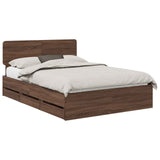 Bed Frame with Drawer Brown Oak 140 x 190 cm Engineered Wood 3412191