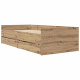Bed Frame with Drawer Artisan Oak 100 x 200 cm Solid Pine Wood 3403202