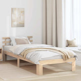 Bed Frame with Headboard Natural 75 x 190 cm Solid Pine Wood 872635