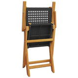 5 Piece Garden Dining Set Black Poly Rattan and Solid Wood 3281826