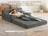 1-Seater Sleeper Sofa, Compressed Corduroy Sofa with High Backrest, Metal Frame, High-Density Foam, W3779P501260