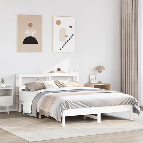 Bed Frame without Mattress White 140x190 cm Solid Wood Pine 3306160